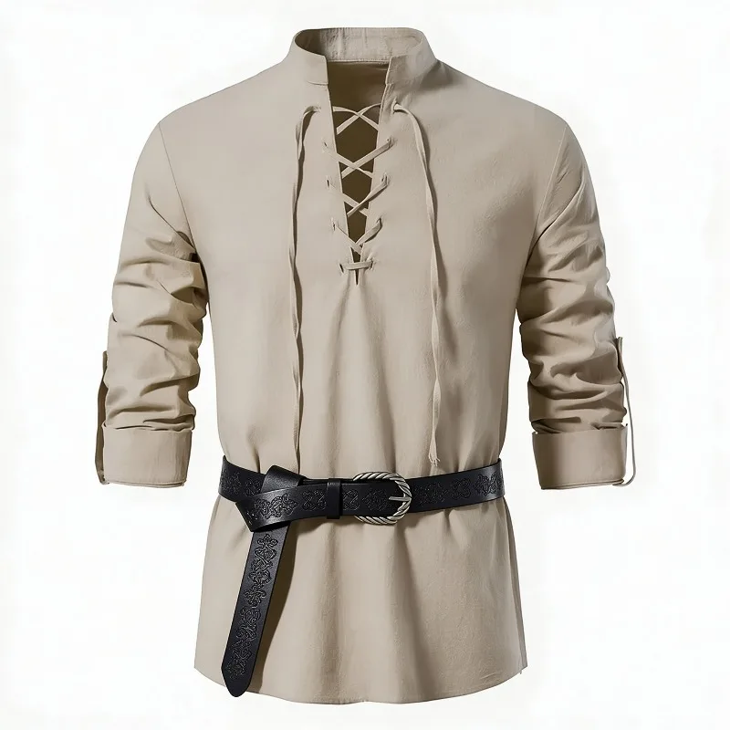 Men Medieval Viking Shirt Stan - огляд і ціна Medieval Gothic Lace Up Pirate Shirt