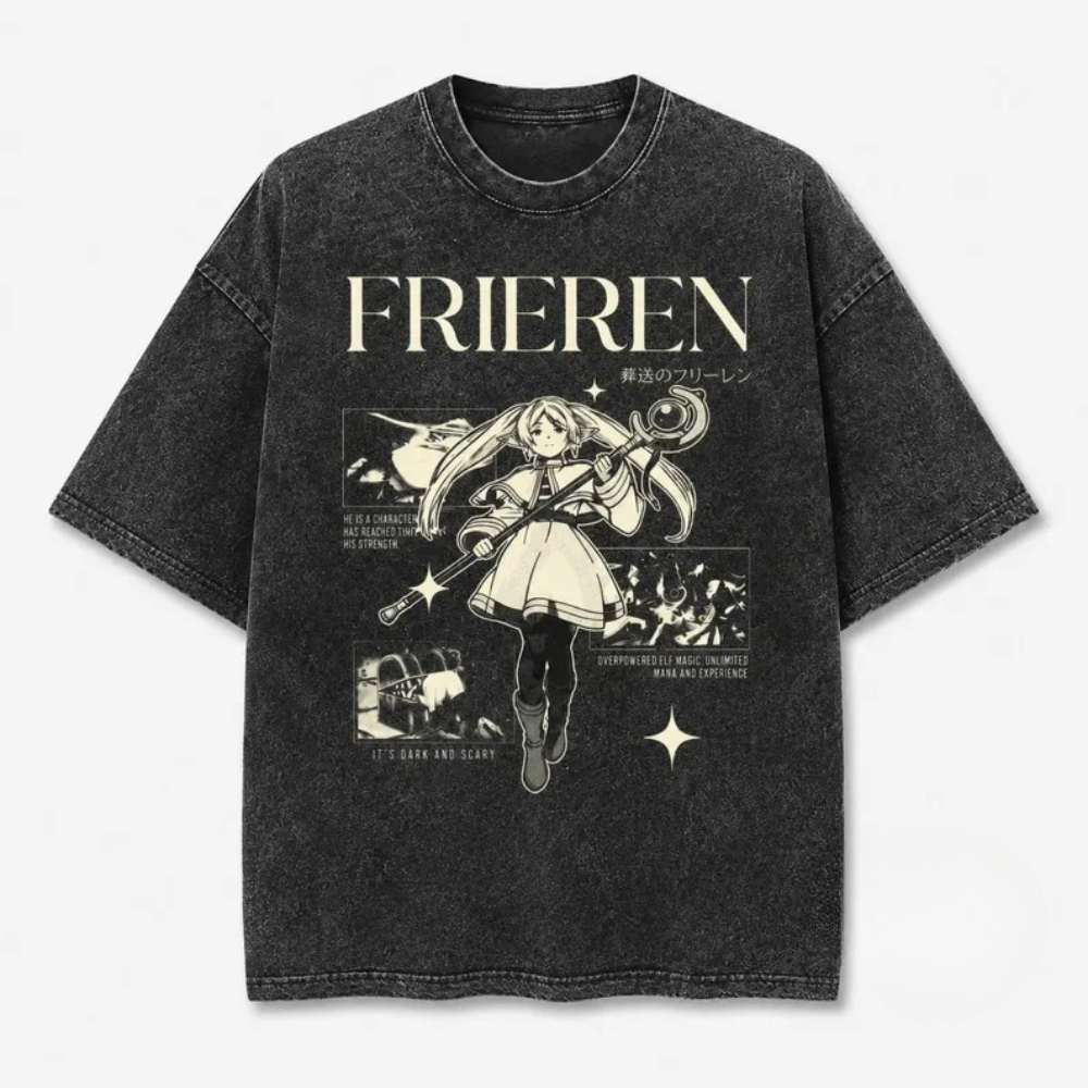 Vintage Frieren Anime Gift Aci - огляд і ціна Acid Wash Vintage Graphic T Shirt